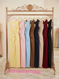 Vestido Longo Twill com Nó P M G GG XY-648 *Pacote: 60 R$ *Atacado: R$ 70