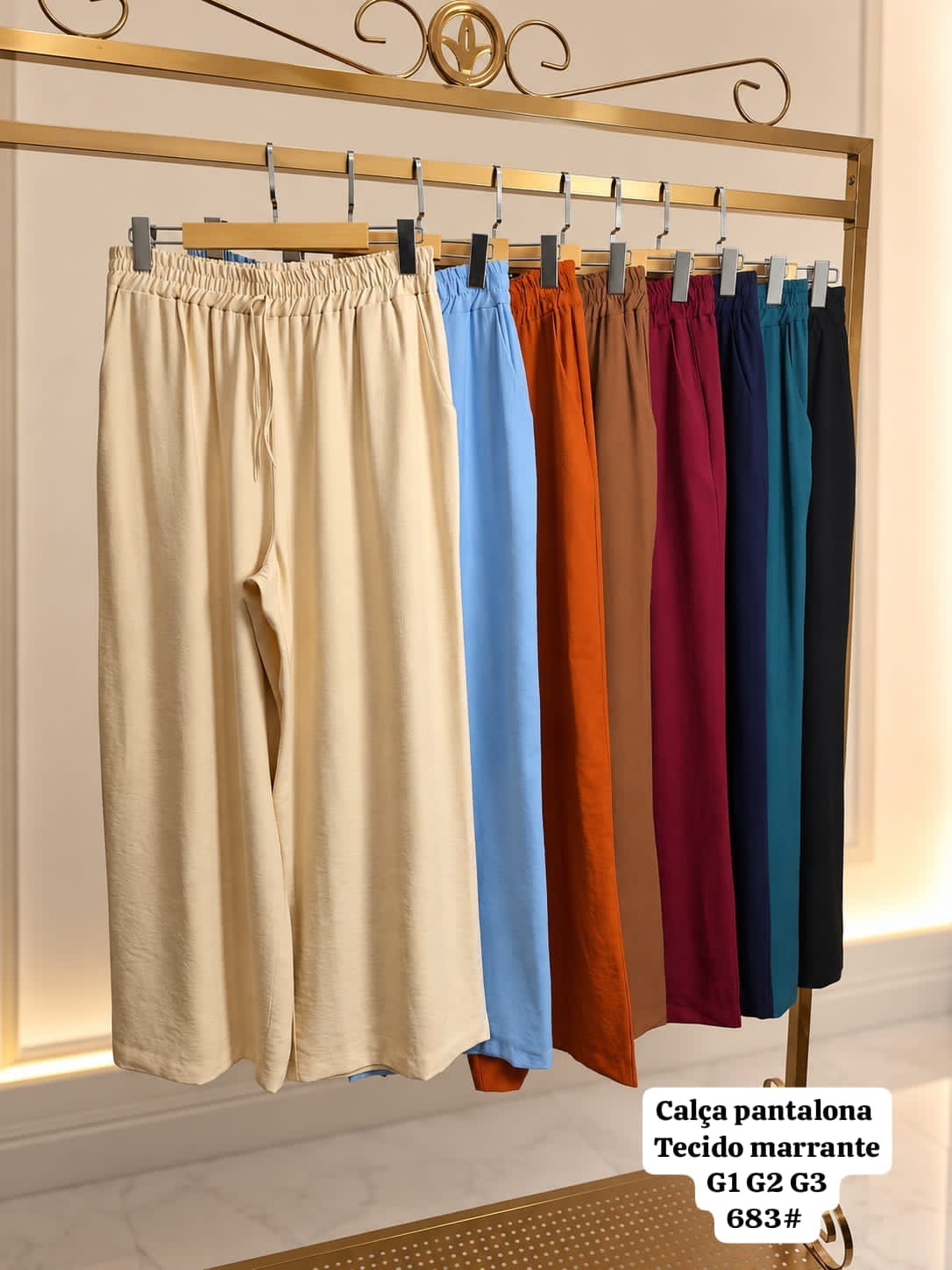 Calca Pantalona Tecido Marrante G1G2G3 XY-683 *Pacote: 42 R$ *Atacado: R$ 50