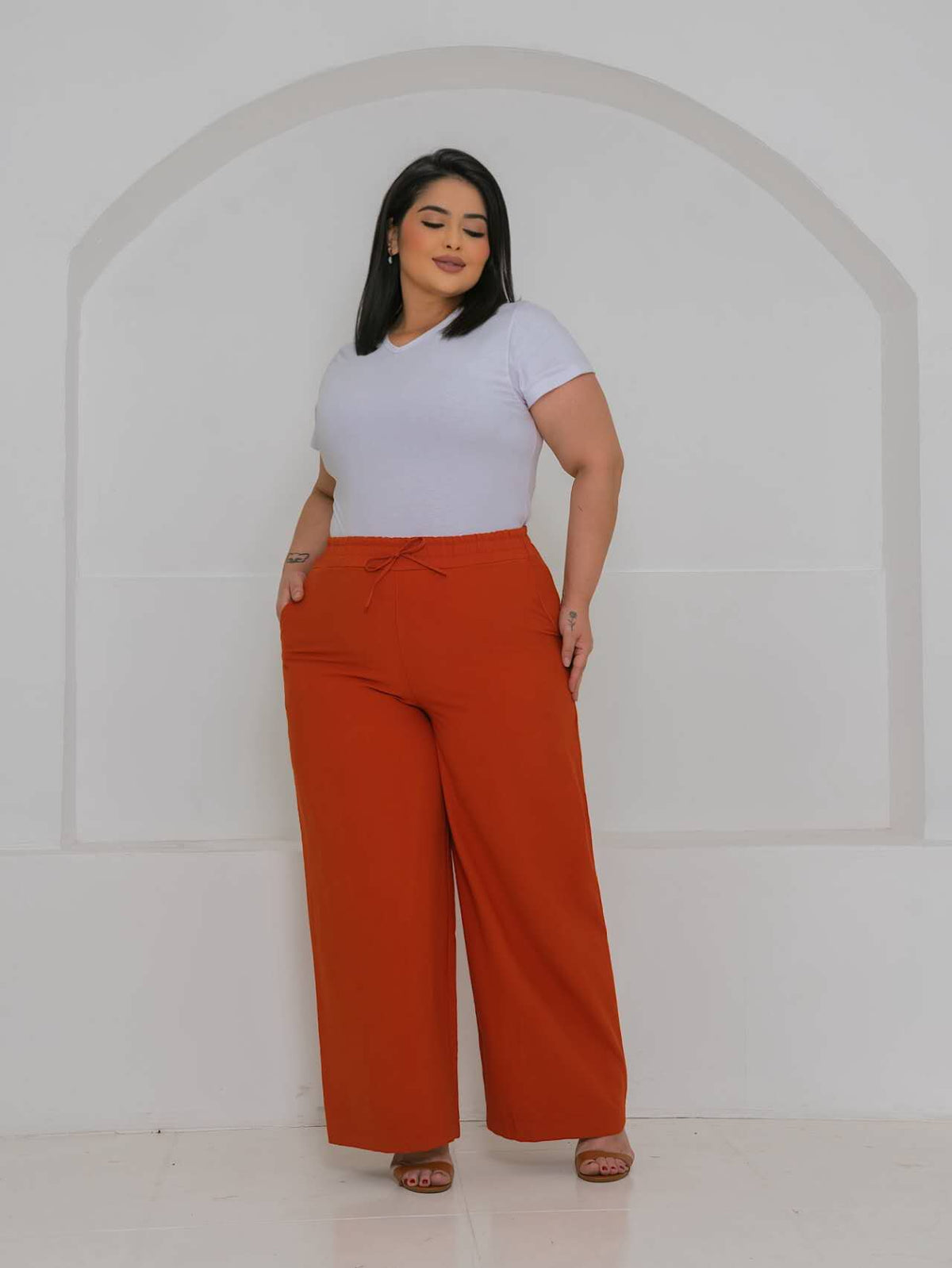 Calca Pantalona Tecido Marrante G1G2G3 XY-683 *Pacote: 42 R$ *Atacado: R$ 50