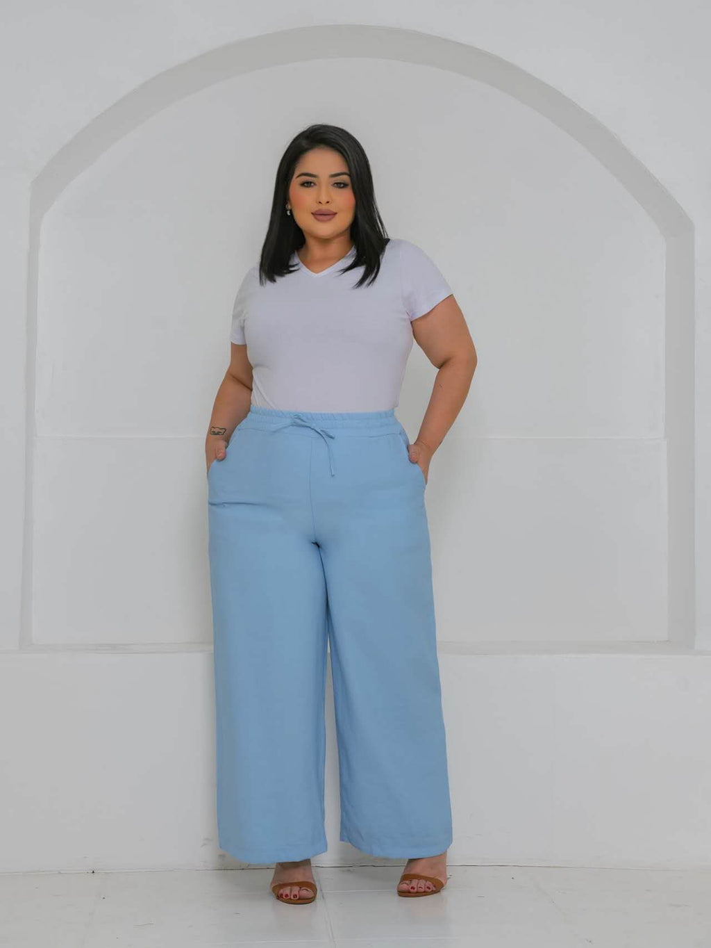 Calca Pantalona Tecido Marrante G1G2G3 XY-683 *Pacote: 42 R$ *Atacado: R$ 50