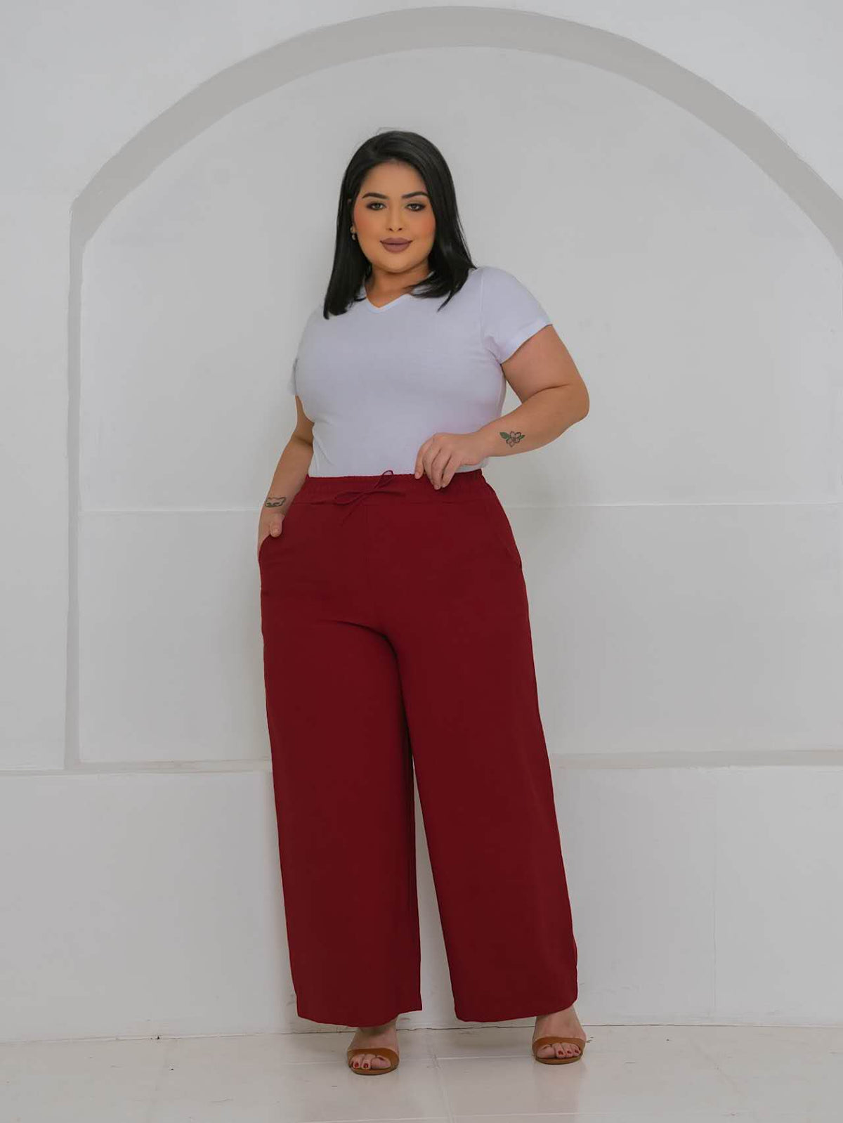 Calca Pantalona Tecido Marrante G1G2G3 XY-683 *Pacote: 42 R$ *Atacado: R$ 50
