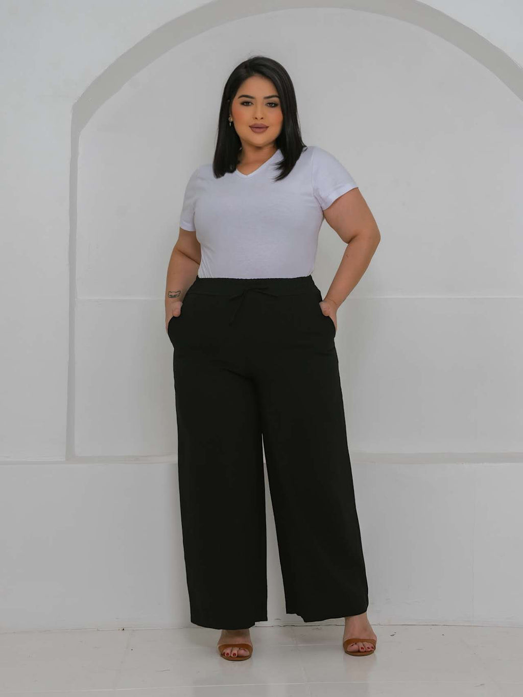 Calca Pantalona Tecido Marrante G1G2G3 XY-683 *Pacote: 42 R$ *Atacado: R$ 50