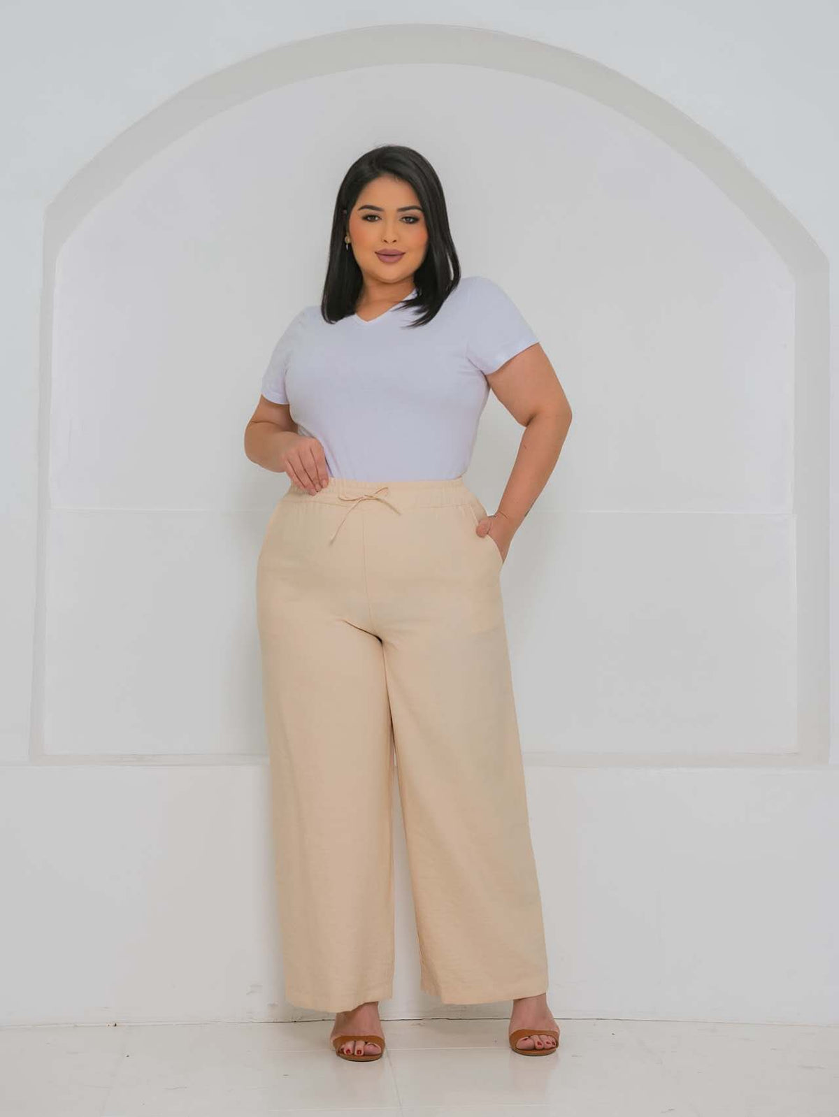 Calca Pantalona Tecido Marrante G1G2G3 XY-683 *Pacote: 42 R$ *Atacado: R$ 50