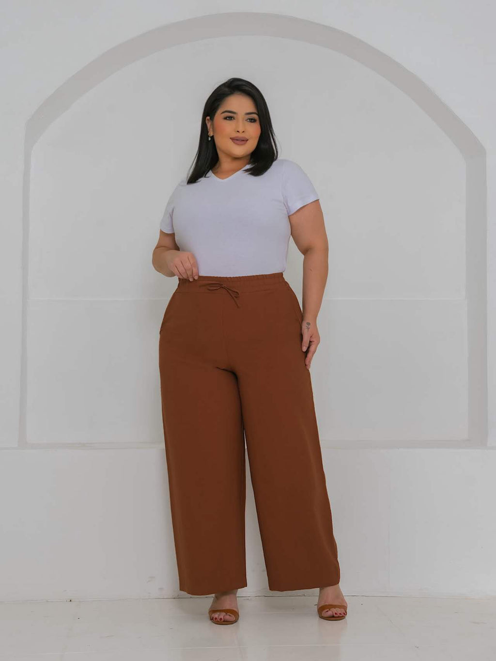 Calca Pantalona Tecido Marrante G1G2G3 XY-683 *Pacote: 42 R$ *Atacado: R$ 50