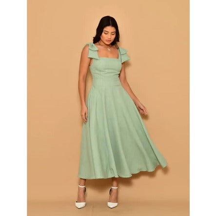 Vestido Laço Linho Luis Twill FF-VES-026-SOF-125 *Pacote: 65 R$ *Atacado: R$ 80
