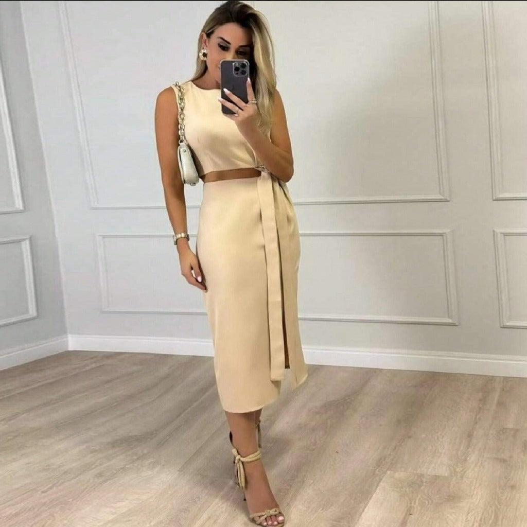 Conjunto Cropped e Saia Midi Alfaiataria Premium FF-CON-045 *Pacote: 60 R$ *Atacado: R$ 70