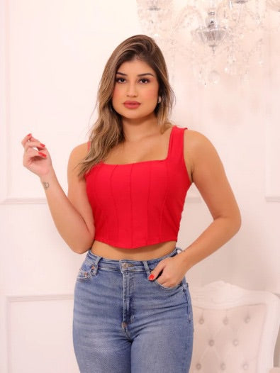 Cropped Alça Larga Meio Listra Suplex FF-CROP-004 *Pacote: 15 R$ *Atacado: R$ 20