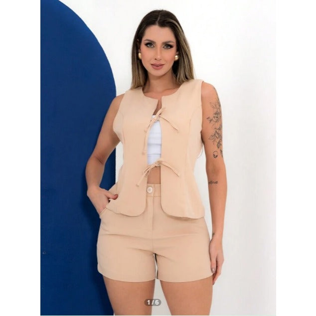 Conjunto Regata com Amarração Dupla e Short Alfaiataria Premium FF-CON-034-XY-531 *Pacote: 60 R$ *Atacado: R$ 70
