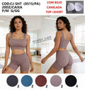 Top+Short Com Bojo Canelada Academia P/M G/GG CJ -SHT(0515/PA) *Pacote: 50 R$