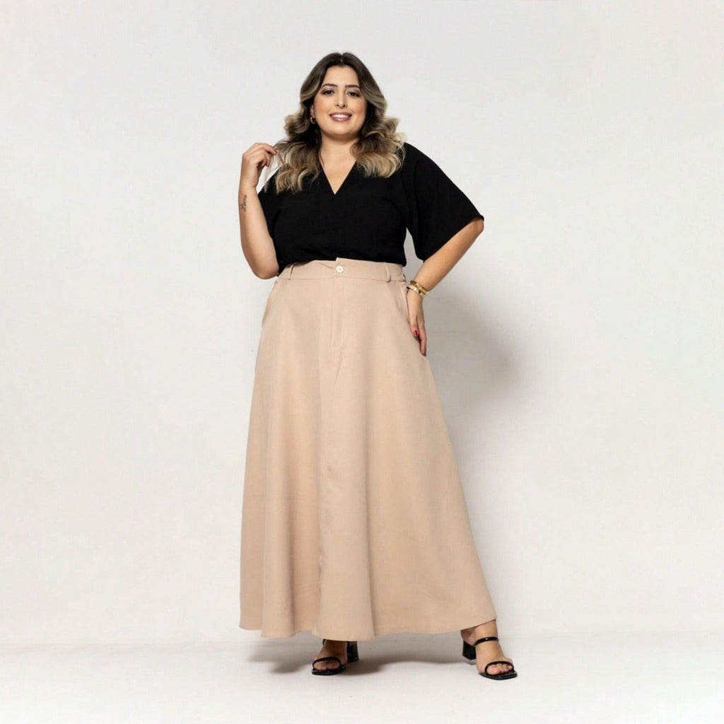 Saia Longa Alfaiataria Plus Size FF-SAI-028 *Pacote: 55 R$ *Atacado: R$ 70