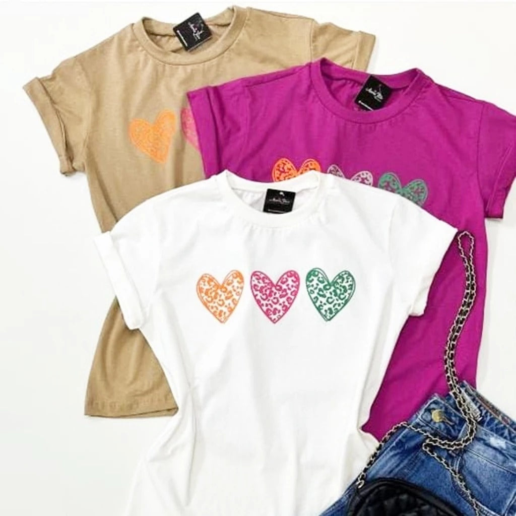 Tshirt 3 Coração *Pacote: R$ *Atacado: R$