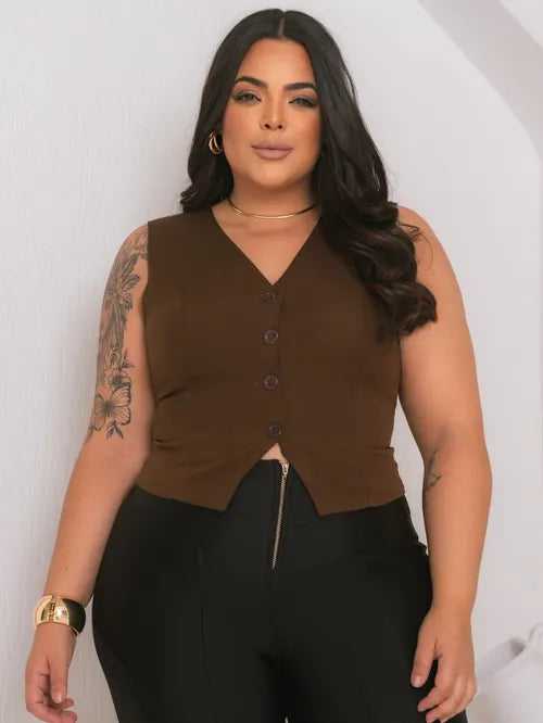 Colete Plus Size Alfaiataria FF-COL-004-XY-582-1 *Pacote: 40 R$ *Atacado: R$ 50
