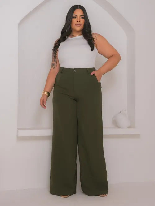 Calça Pantalona Plus Size XY-579 *Atacado: R$ 58
