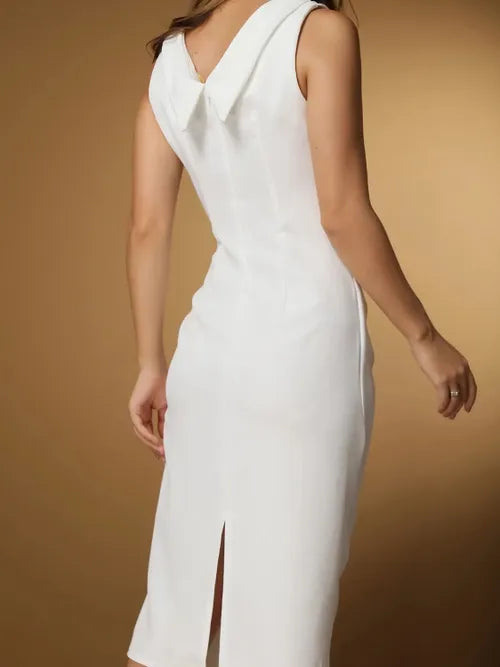 Vestido Midi Drapeado em Alfaiataria XY-467 *Atacado: R$ 83