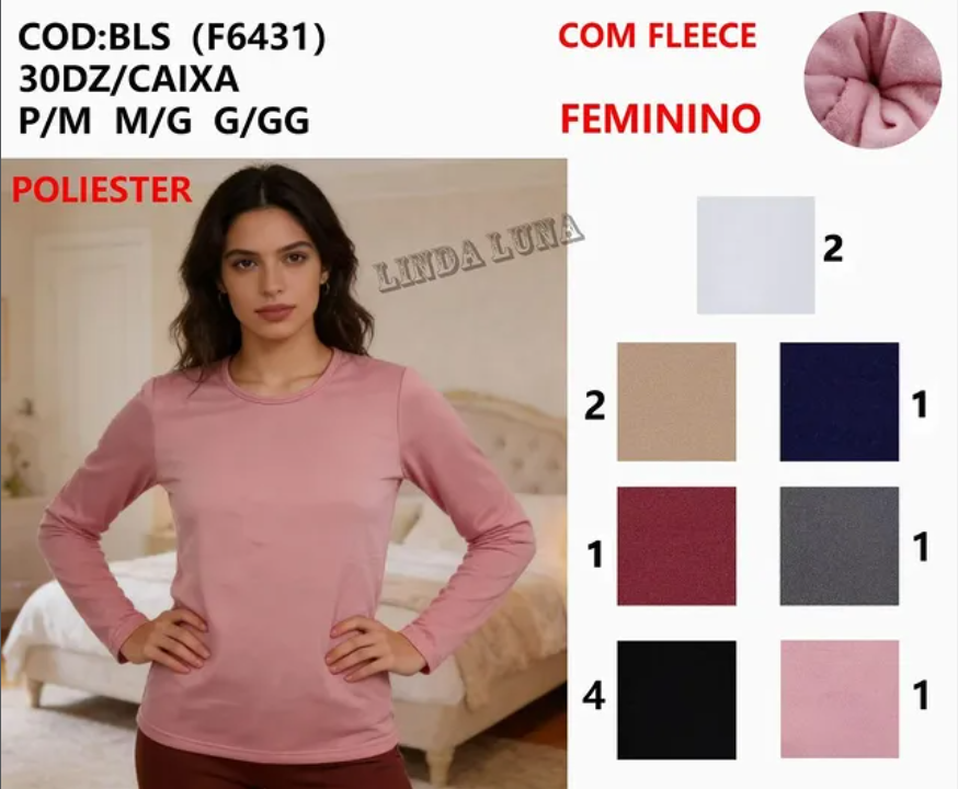 Blusa Térmica Inverno P/M M/G G/GG *Pacote: 25 R$