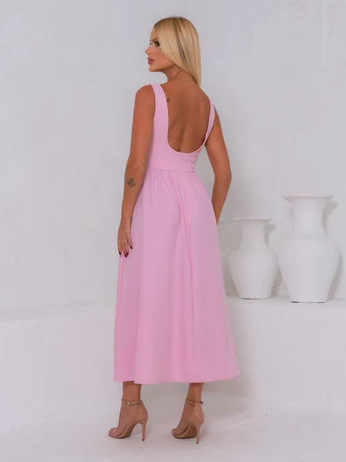 Vestido Midi Clássico Vintage Alfaiataria XY-978 *Atacado: R$ 75