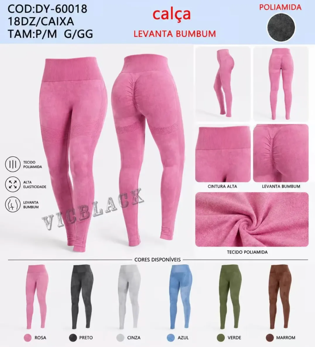 Legging Poliamida Alta Compreensão P/M G/GG #Dy60018 Academia *Pacote: R$ 30