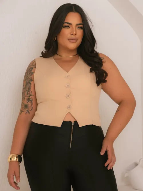 Colete Plus Size Alfaiataria FF-COL-004-XY-582-1 *Pacote: 40 R$ *Atacado: R$ 50