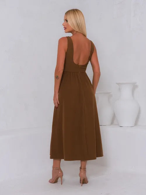 Vestido Midi Clássico Vintage Alfaiataria XY-978 *Atacado: R$ 75