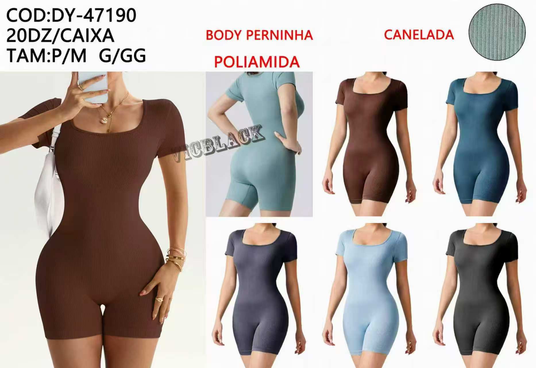Body Perninha Poliamida Canelada Academia P/M G/GG DY-47190 *Pacote: 40 R$