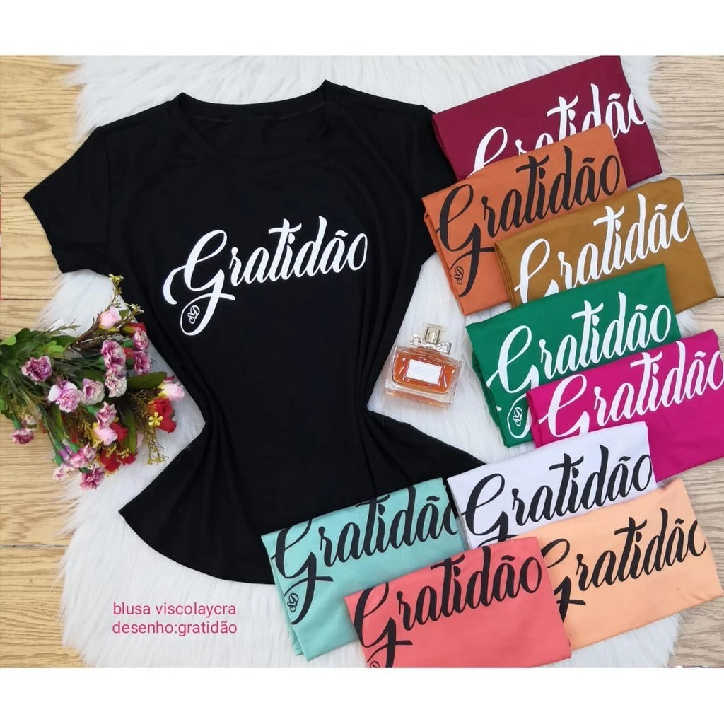 Tshirt Gratidão Biscolayca FF-TSH-027 *Pacote: 12 R$ *Atacado: R$ 15