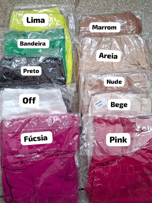 Short Saia Alfaiataria com Cinto FF-SHO-025-XY-419 *Pacote: R$ 38 *Atacado: R$ 45