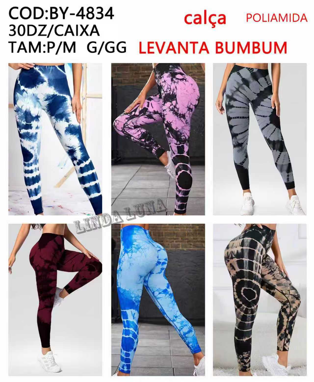 Calça Poliamida Levanta Bumbum Academia P/M G/GG BY-4834 *Pacote: 35 R$
