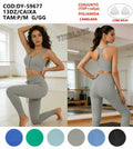 Conjunto Top+Calça Poliamida Canelada Com Bojo Academia P/M G/GG DY-59677 *Pacote: 65 R$