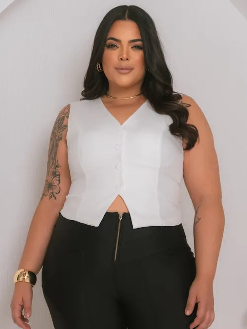 Colete Plus Size Alfaiataria FF-COL-004-XY-582-1 *Pacote: 40 R$ *Atacado: R$ 50