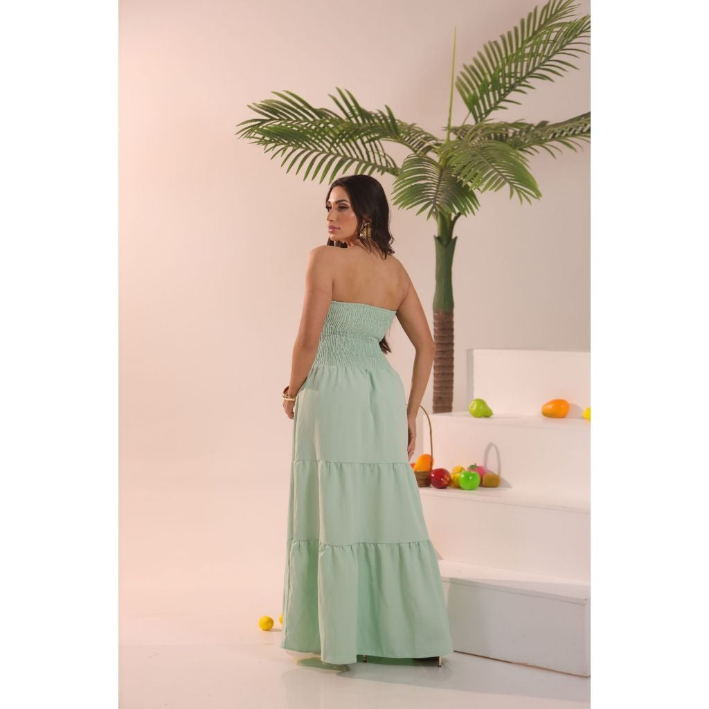 Vestido Tomara Que Caia Elástica Liso Viscolinho Sarja FF-VES-017-ESF *Pacote: 60 R$ *Atacado: 65 R$