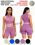 Top+Short Poliamida Canelada Com Ziper Academia P/M G/GG CJ(7078/SA) *Pacote: 55 R$