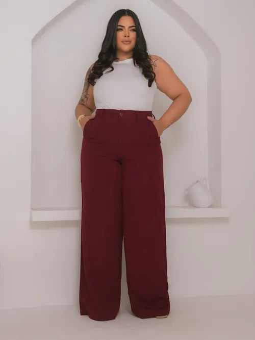 Calça Pantalona Plus Size XY-579 *Atacado: R$ 58