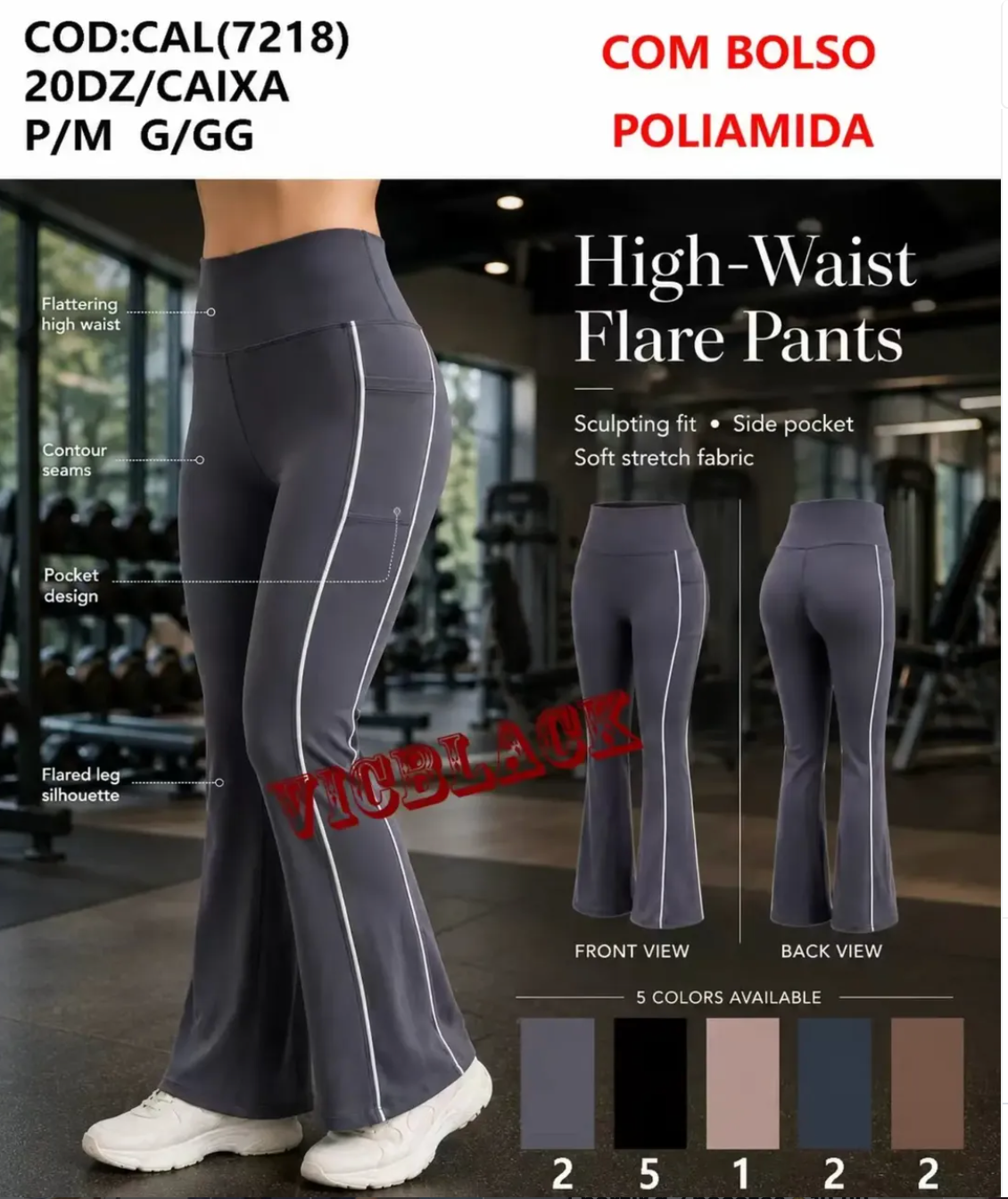 Calça Fler Com Bolso P/M G/GG Poliamida #7218 *Pacote: R$ 45