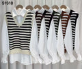 Blusa Gola V Listrada Com Colete E Cinto Inverno S1518 M G GG*Pacote: 60 R$