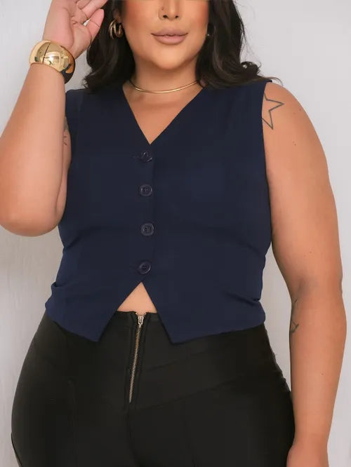 Colete Plus Size Alfaiataria FF-COL-004-XY-582-1 *Pacote: 40 R$ *Atacado: R$ 50