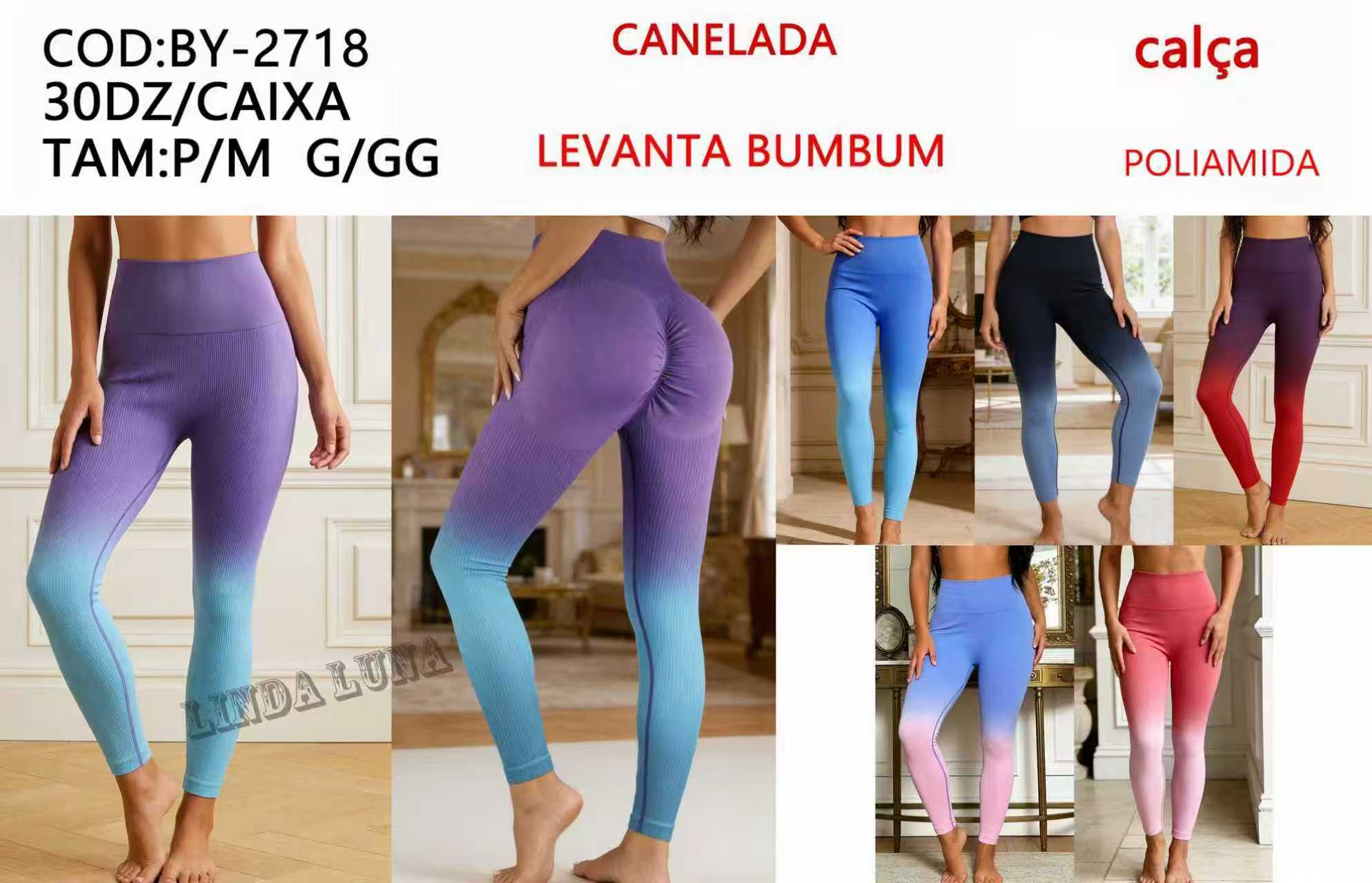 Calça Poliamida Canelada Levanta Bumbum Academia P/M G/GG BY-2718 *Pacote: 35 R$