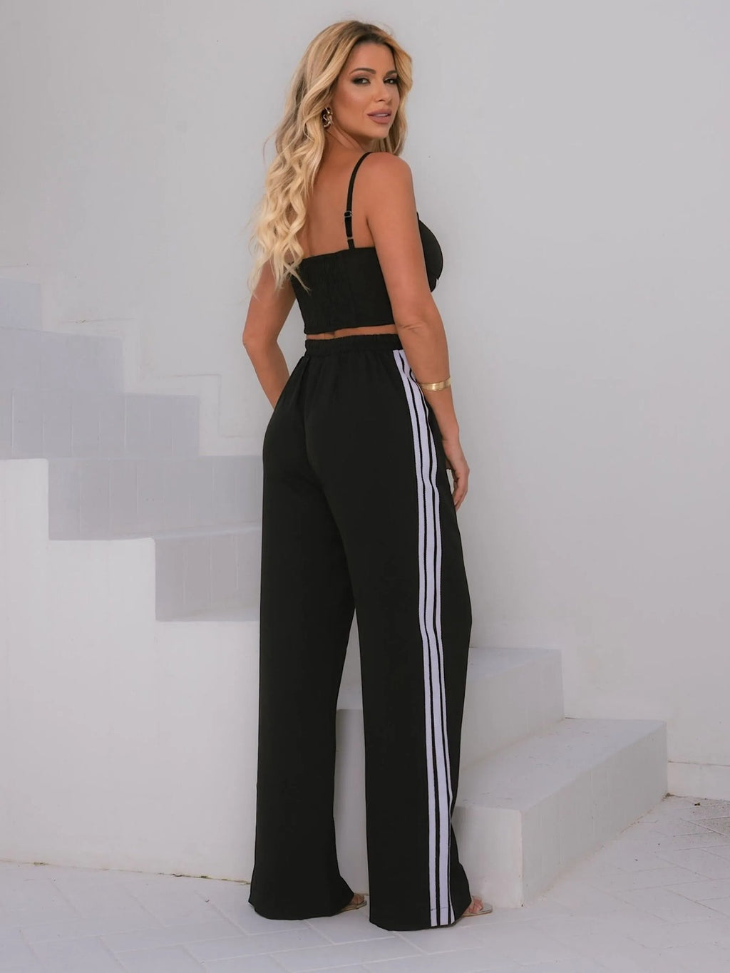 Conjunto Cropped e Calça Bicolor FF-CON-054-XY-632 *Pacote: 95 R$ *Atacado: R$ 110