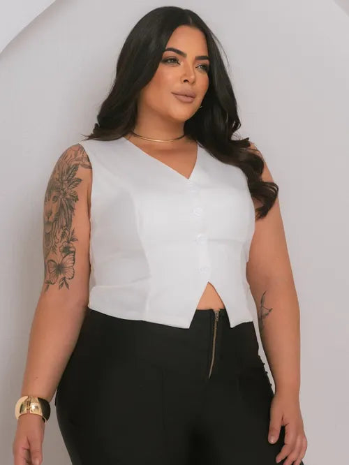 Colete Plus Size Alfaiataria FF-COL-004-XY-582-1 *Pacote: 40 R$ *Atacado: R$ 50
