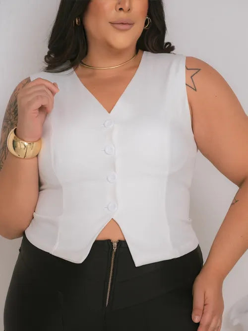 Colete Plus Size Alfaiataria FF-COL-004-XY-582-1 *Pacote: 40 R$ *Atacado: R$ 50