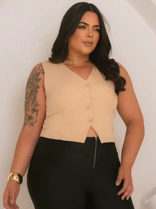 Colete Plus Size Alfaiataria FF-COL-004-XY-582-1 *Pacote: 40 R$ *Atacado: R$ 50