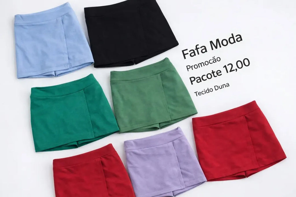Promoção Short saia duna *Pacote: R$ 12