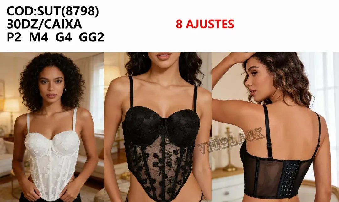 Corset Importado com Renda Acessórios *Pacote: R$ 32,00 *Atacado: R$ 35