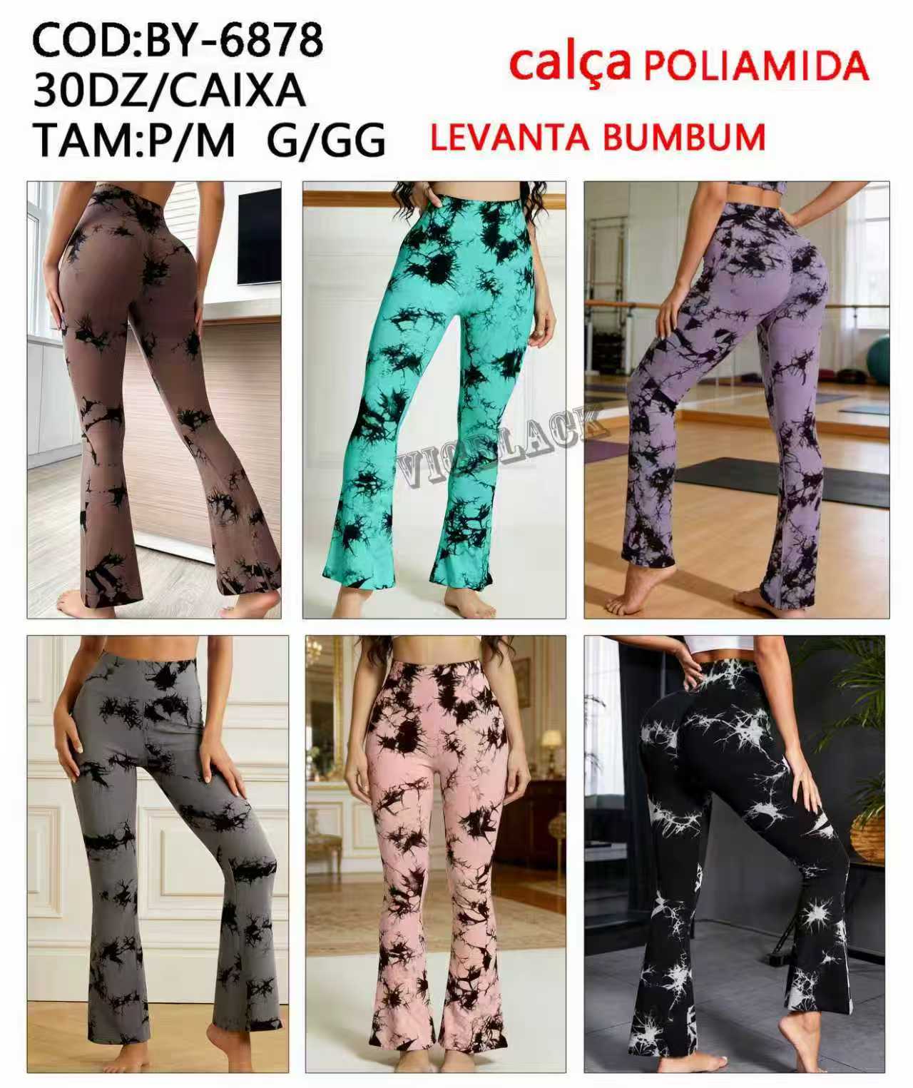 Calça Poliamida Levanta Bumbum Academia P/M G/GG BY-6878 *Pacote: 35 R$