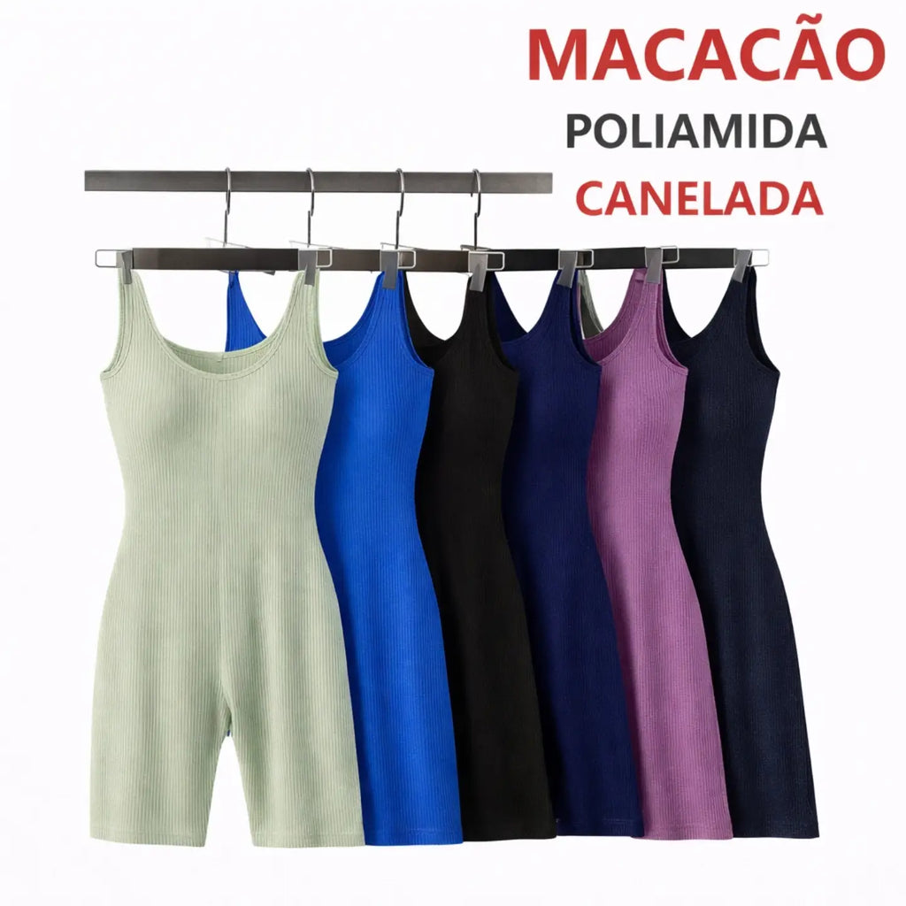 Macaquinho Canelado Premium Poliamida Academia P/m G/GG *Pacote: R$ 40