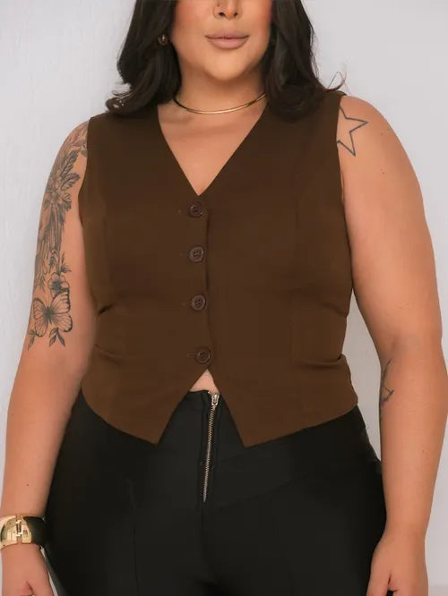 Colete Plus Size Alfaiataria FF-COL-004-XY-582-1 *Pacote: 40 R$ *Atacado: R$ 50