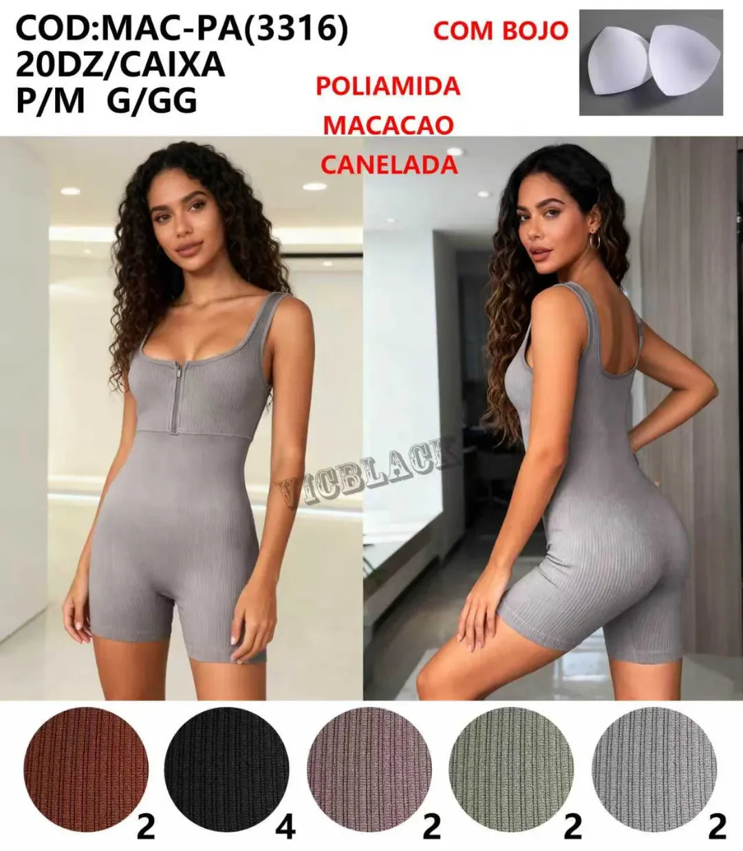 Macquinho Canelado Premium Poliamida Academia *Pacote: R$ 40