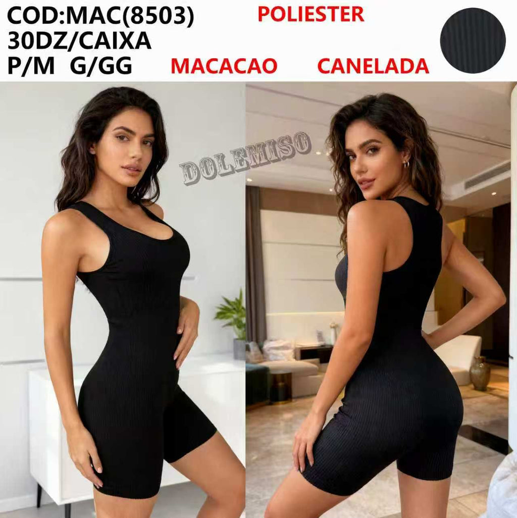 Macacao Canelada Poliester Academia P/M G/GG MAC(8503) *Pacote: 20 R$