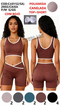 Top+Short Poliamida Canelada Com Bojo Academia P/M G/GG CJ(0152/SA) *Pacote: 55 R$
