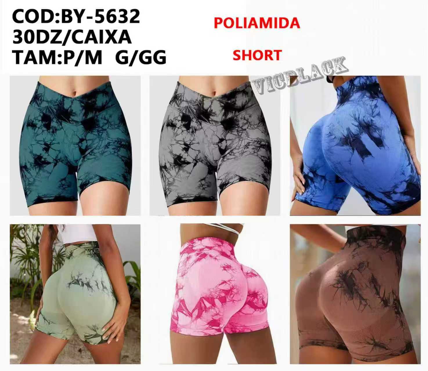 Short Poliamida Academia P/M G/GG BY-5632 *Pacote: 28 R$