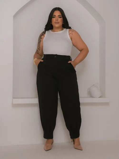 Calça Cenoura Plus Size Alfaiataria XY-481 *Atacado: R$ 55